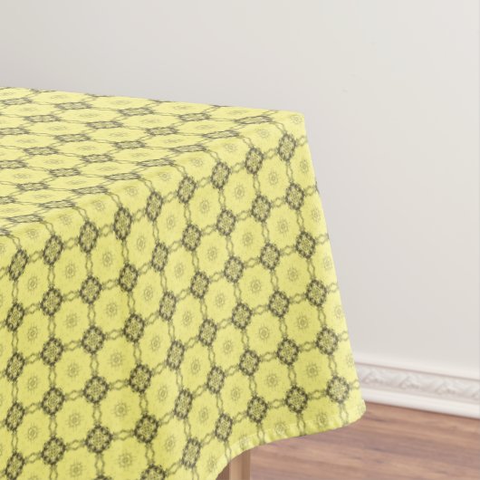 Geel en grijs ruitvormig vierkant tafelkleed (Voorbeeld)