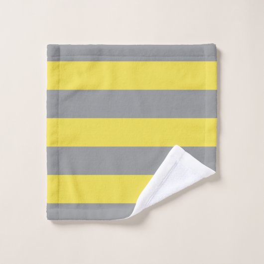 Geel en Grijs Stripe Patroon Modern Bad Handdoek (Wasdoekje)