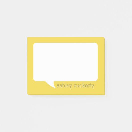 Geel en grijs Talk Bubble Add Name Post-it® Notes (Voorkant)