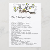 Geel en grijs Tortelduifjes bruiloft Programma (Achterkant)