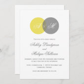 Geel en grijs Twin Monogrammen Weddenschap Kaart (Voorkant / Achterkant)