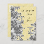 Geel en grijs  Vlaams huwelijk Uitnodiging Briefkaart (Voorkant / Achterkant)