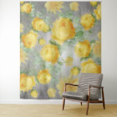 Geel en Grijs Waterverf Bloemen Wandkleed (In situ)