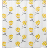 Geel en grijs Waterverf Daisy Pattern Douchegordijn (Voorkant)
