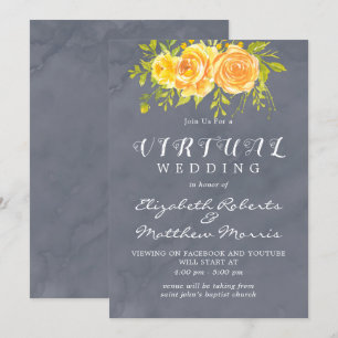 Geel en grijs Waterverf Pony Virtual Wedding Kaart
