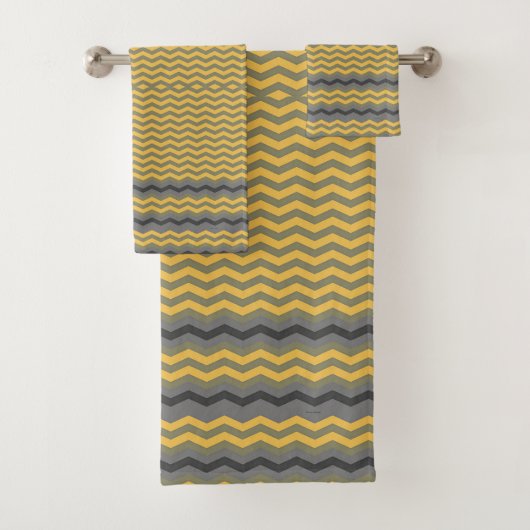 GEEL EN GRIJZEN CHEVRON BAD HANDDOEK (Insitu)