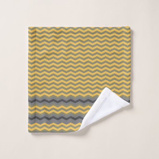 GEEL EN GRIJZEN CHEVRON BAD HANDDOEK (Wasdoekje)