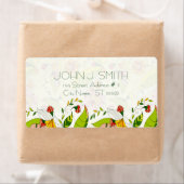 Geel en groen Abstract Floral-Address Label Retro (Insitu)