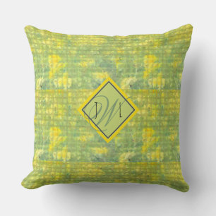 Geel en groen Abstract Geometrisch Kussen