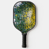 Geel en Groen Abstract Pickleball Paddle (Achterkant)