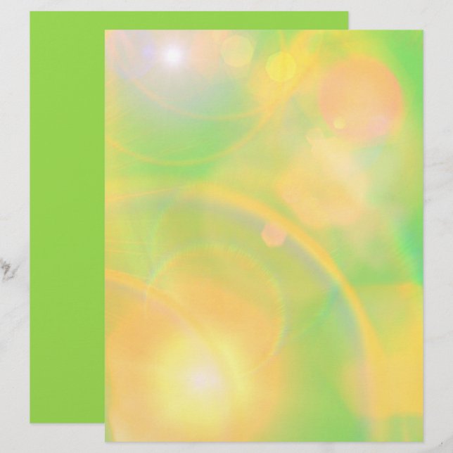 Geel en groen Bokeh Design Craft Paper (Voorkant / Achterkant)