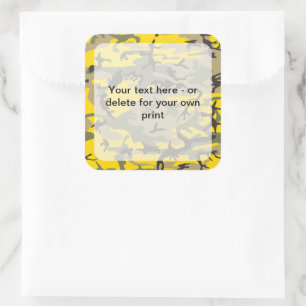 Geel en Groen Camo, Camouflage, Militair, Leger Vierkante Sticker