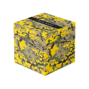 Geel en groen camouflage Jouw naam Personaliseren Kubus
