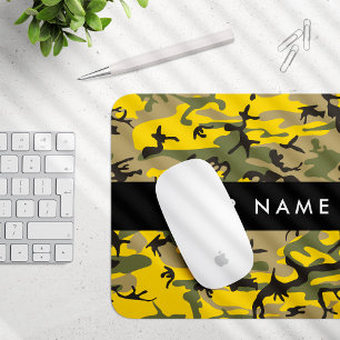 Geel en groen camouflage Jouw naam Personaliseren Muismat