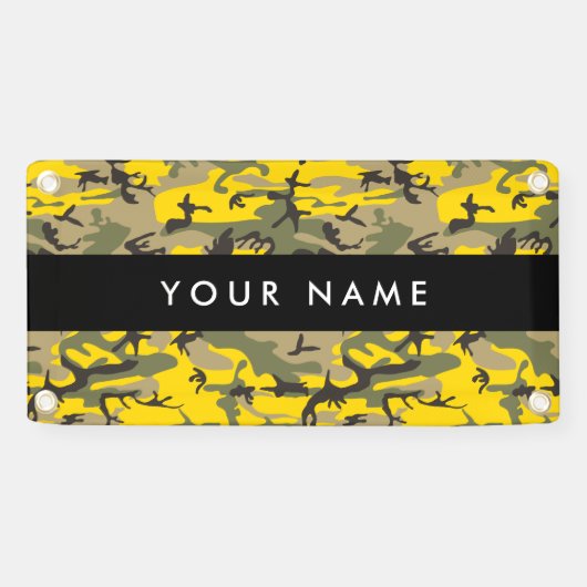 Geel en groen camouflage Jouw naam Personaliseren Spandoek (Horizontaal)