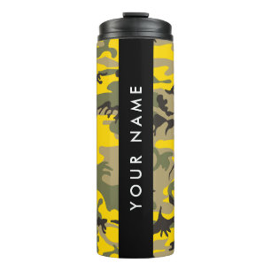 Geel en groen camouflage Jouw naam Personaliseren Thermosbeker