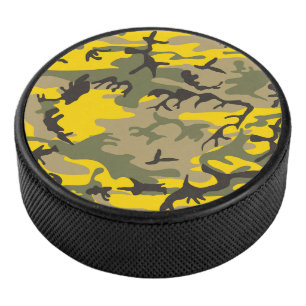 Geel en groen camouflage, militair, leger hockey puck