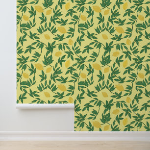 Geel en Groen Citroenenpatroon Behang
