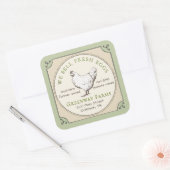 Geel en groen Eiwitkarton Etiket met  Hen (Envelop)