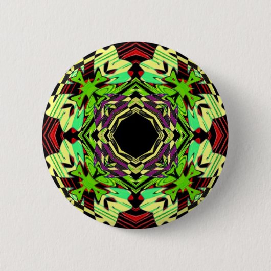 Geel en groen geometrisch patroon ronde button 5,7 cm (Voorkant)