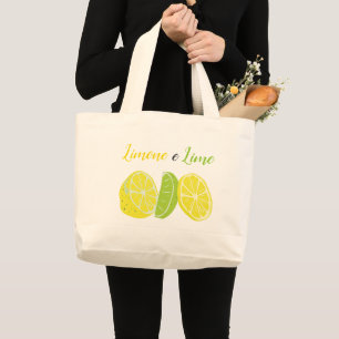 Geel en groen Italiaans Citrus en Limoen Citrus Grote Tote Bag