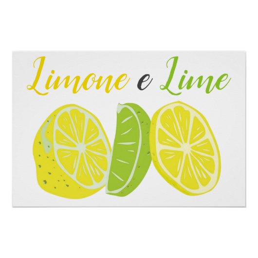 Geel en groen Italiaans lemon en Limoen-fruit Perfect Poster (Voorkant)