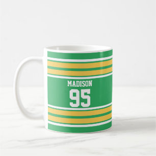 Geel en Groen Jersey Striped Custom Colors Koffiemok