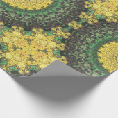 Geel en Groen Kaleidoscoop Mandala Patroon Cadeaupapier (Hoek)