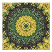 Geel en Groen Kaleidoscoop Mandala Patroon