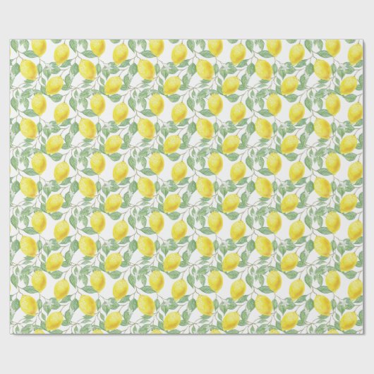 Geel en groen Lemon Tree Patroon Cadeaupapier (Vlak)