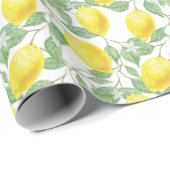Geel en groen Lemon Tree Patroon Cadeaupapier (Rol Hoek)