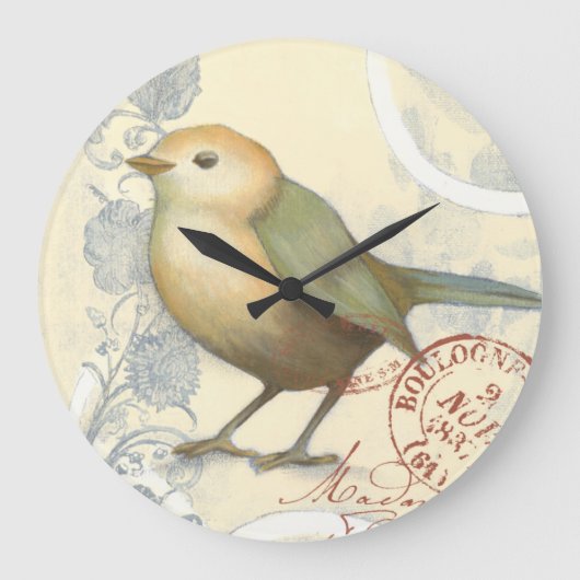 Geel en groen op  achtergrond grote klok (Voorkant)