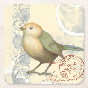 Geel en groen op achtergrond vierkante kartonnen onderzetter