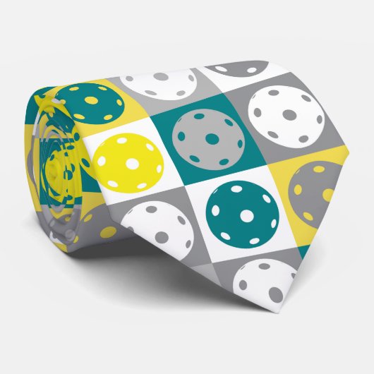 Geel en groen Pickleball Stropdas (Opgerold)