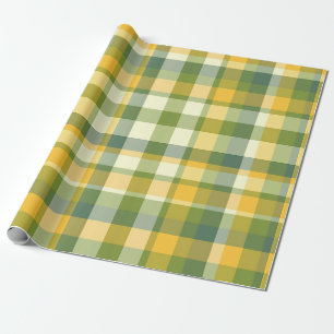 Geel en groen ruitpatroon achtergrond cadeaupapier