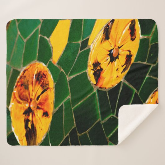 Geel en groen Spaans mozaïek Sherpa Deken (Voorkant (horizontaal))