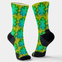 Geel en groen "Star of Life" Ems sokken