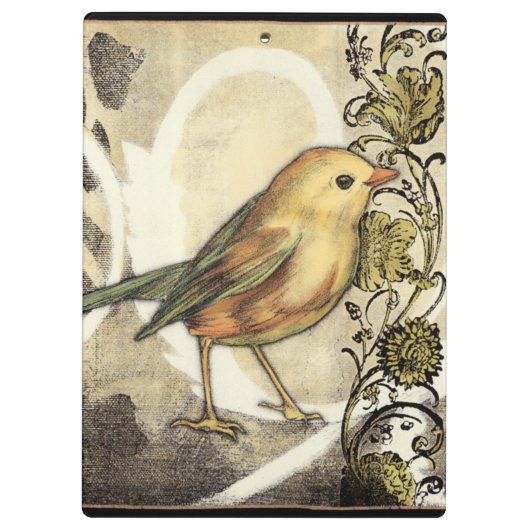 Geel en groen vogel op  achtergrond klembord (Achterkant)