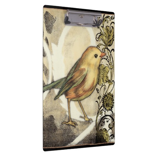 Geel en groen vogel op  achtergrond klembord (Rechts)