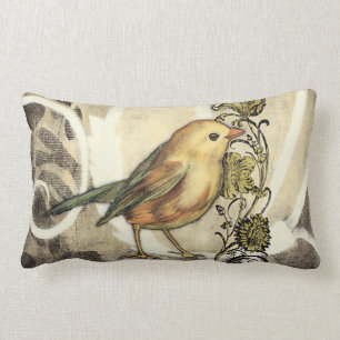 Geel en groen vogel op  achtergrond kussen