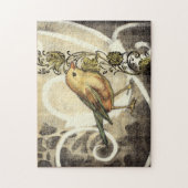 Geel en groen vogel op achtergrond legpuzzel (Verticaal)