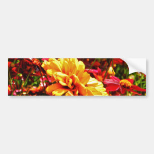 Geel en helder roze vrije bloemen bumpersticker