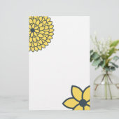 Geel en houtskool Moderne Floral Briefpapier (Staand voorkant)