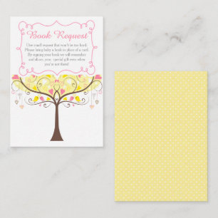 Geel en Koraal Bloemige Baby Shower Boek Verzoek Informatiekaartje