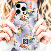 Geel en koraal Monogram Bloemen Case-Mate iPhone Case