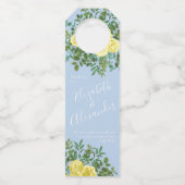 Geel en Licht Blauw Roos Lentweduwen Flessenhanger (Voorkant)