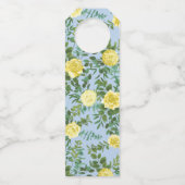 Geel en Licht Blauw Roos Lentweduwen Flessenhanger (Achterkant)