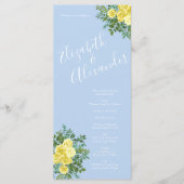 Geel en Licht Blauw Roos Lentweduwen Menu (Voorkant)