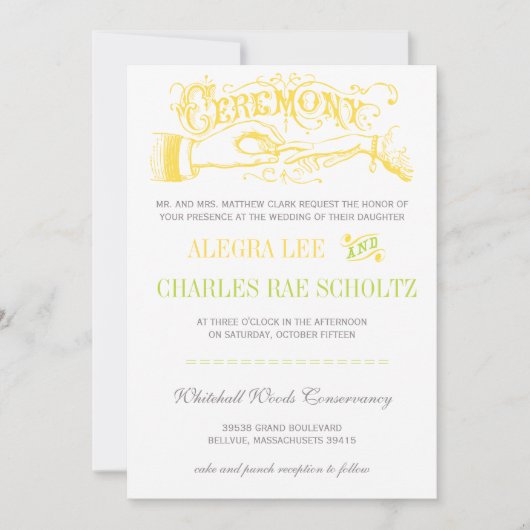 Geel en Limoen Modern  Typografie Invite Kaart (Voorkant)