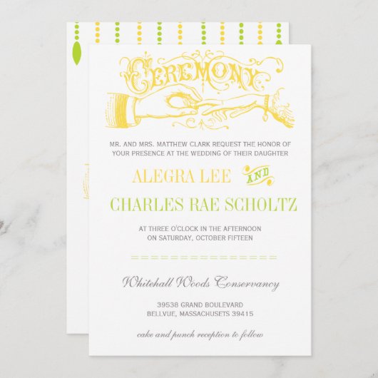 Geel en Limoen Modern Typografie Invite Kaart (Voorkant / Achterkant)